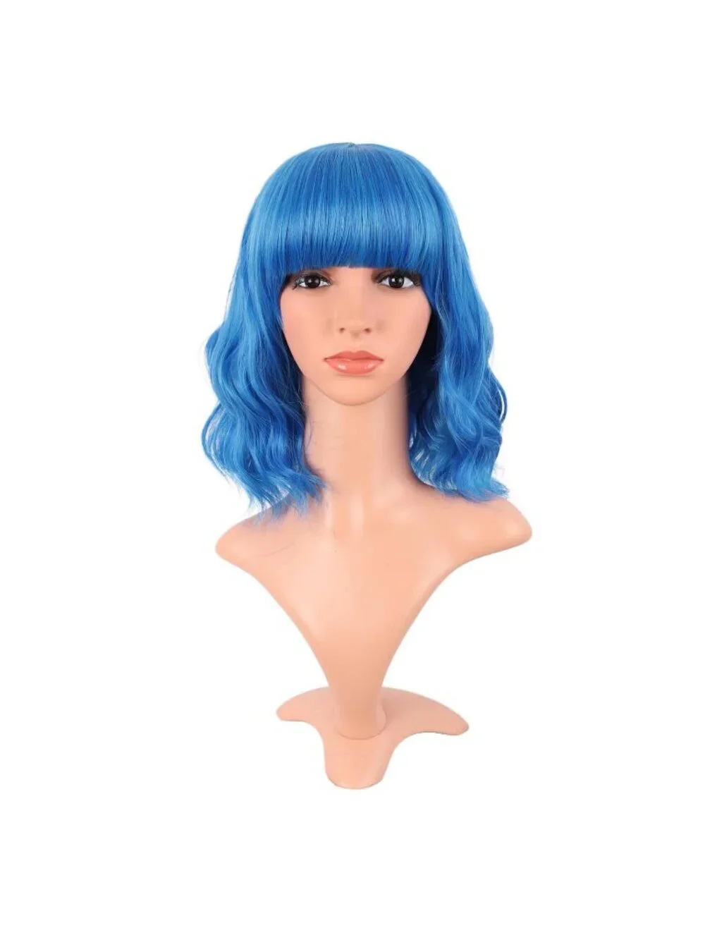 Women's Light Blue 14 Inch Fresh Bright Synthetic Ordinary Short Wavy Curly Wigs